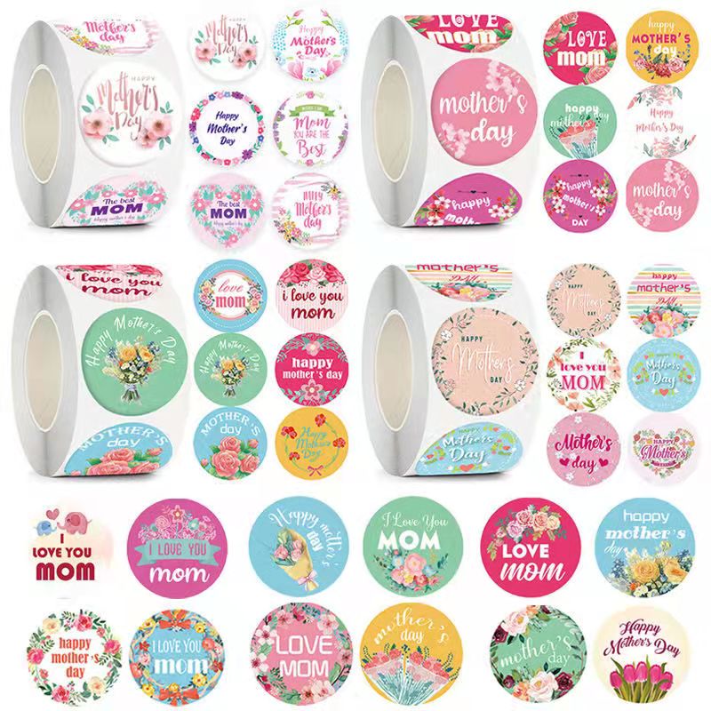 500pcs/roll Mother&s Day Stickers 1 Inch Sealing Lab..